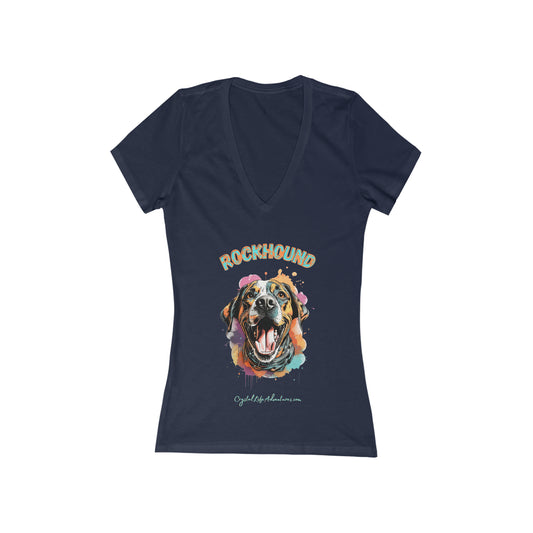 Watercolor Rockhound Ladies V-Neck T-Shirt