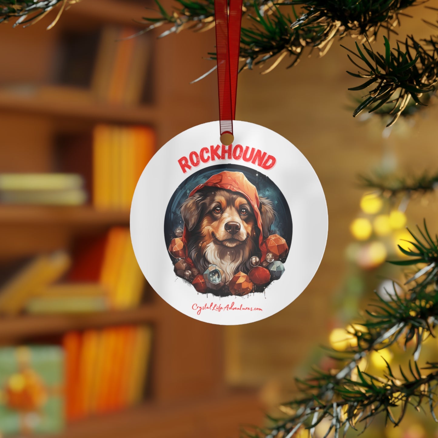 Holiday Rockhound Metal Ornament